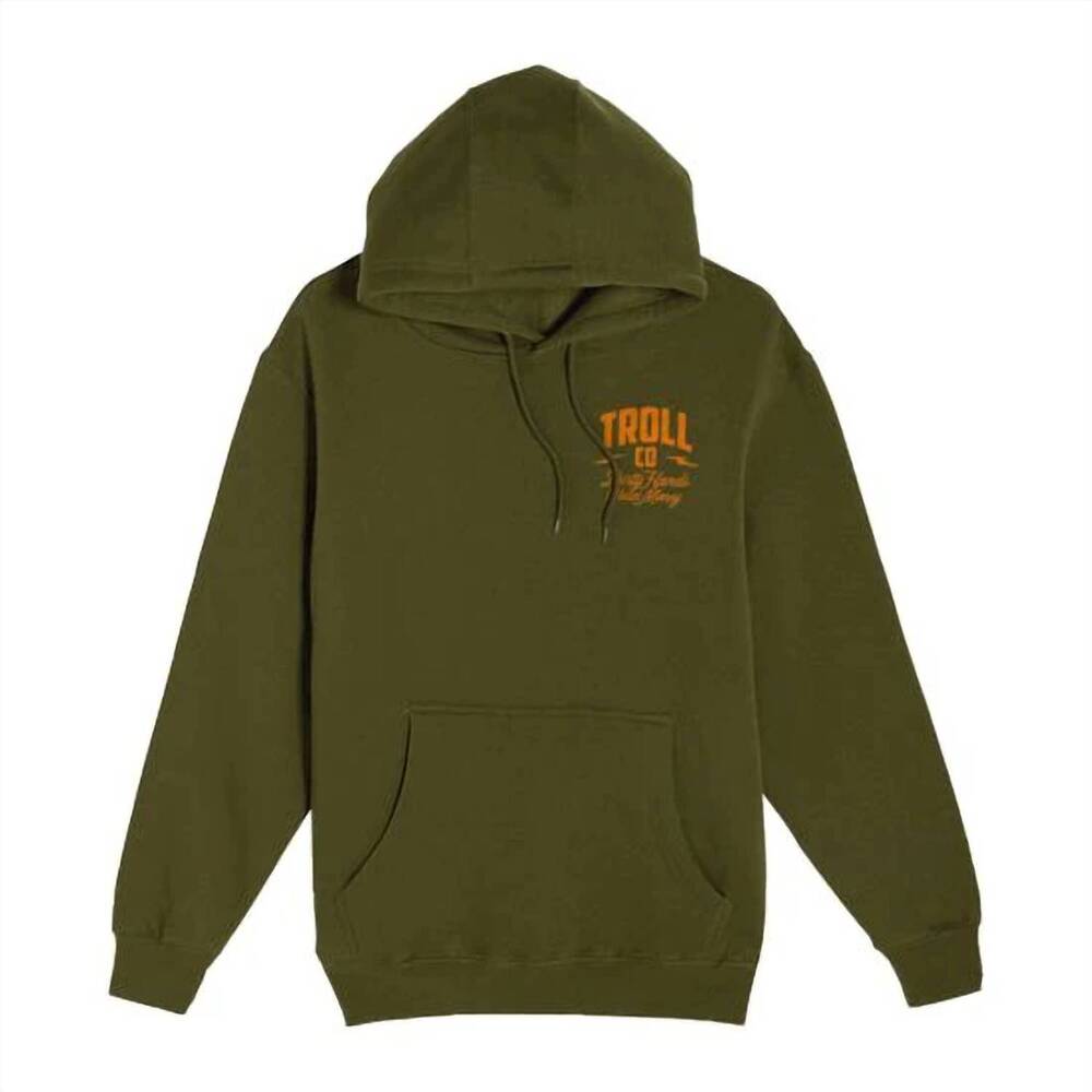 NEW TROLL CO. men's winged roller hoodie in military green